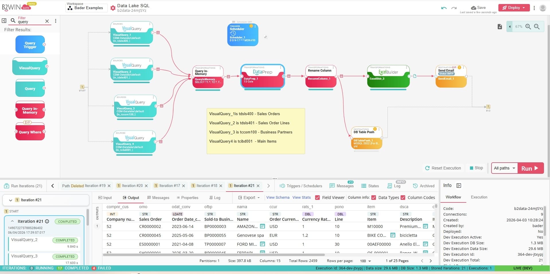 AI agent-driven SQL in Query in Memory