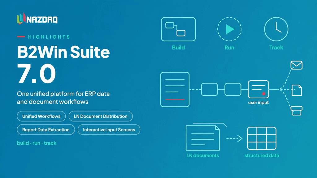 B2Win Suite 7.0 — one platform to build, run, and track every ERP data and document process