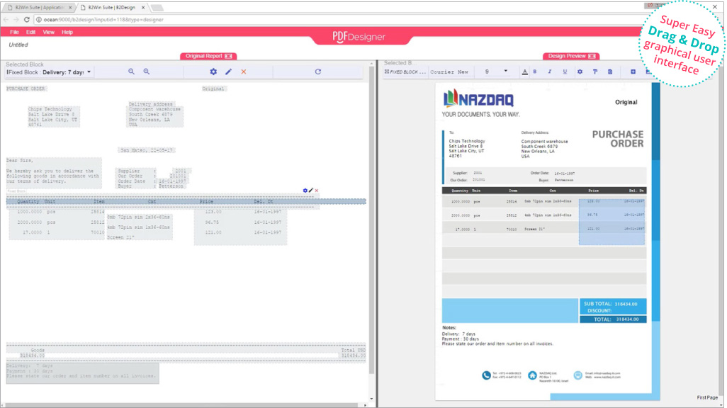 B2PDF Designer branded documents