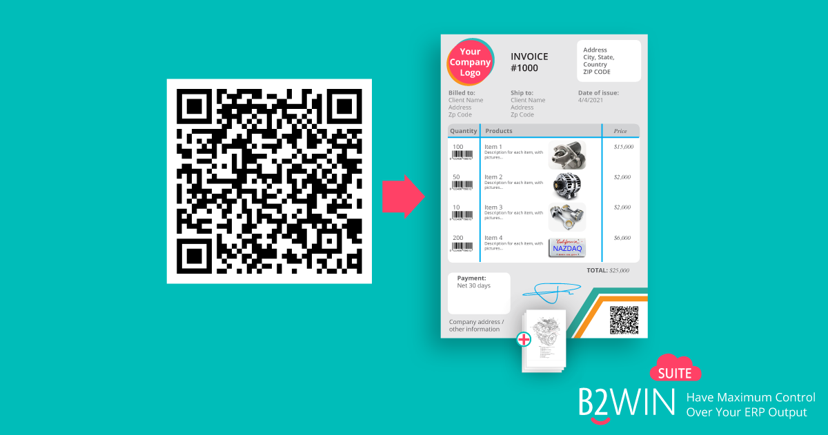 Printing QR codes on invoices from Baan/ Infor LN