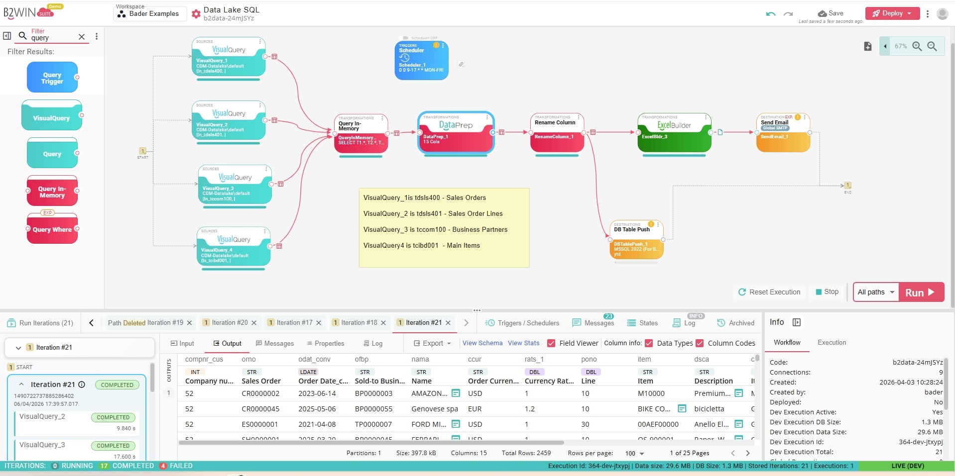 AI agent-driven SQL in Query in Memory