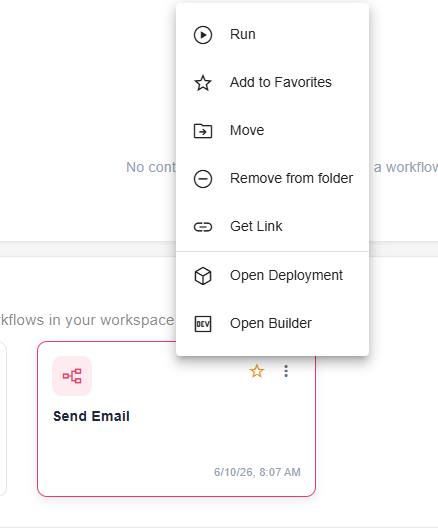 execute workflow dialog