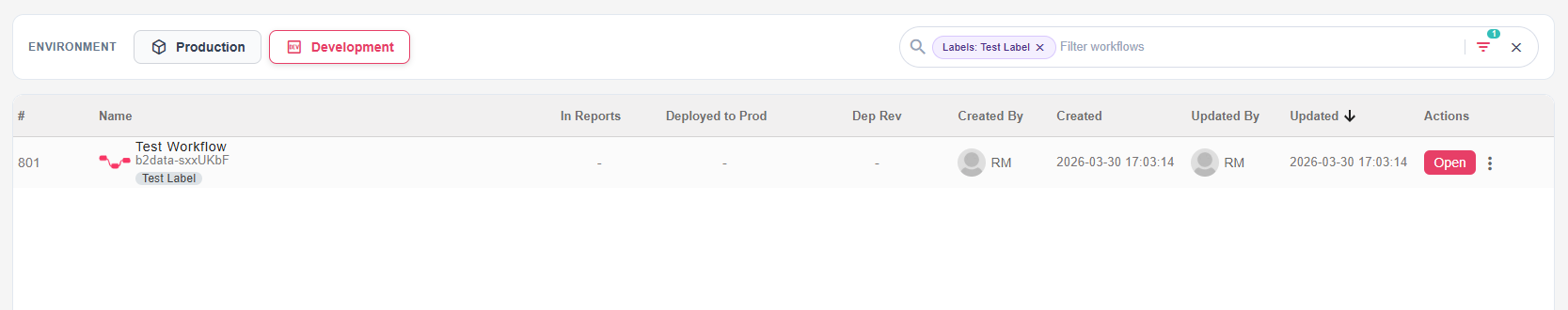 Filtering by label