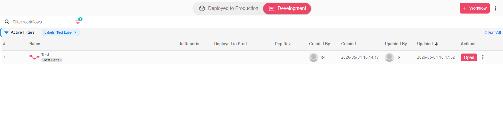 Filtering by label