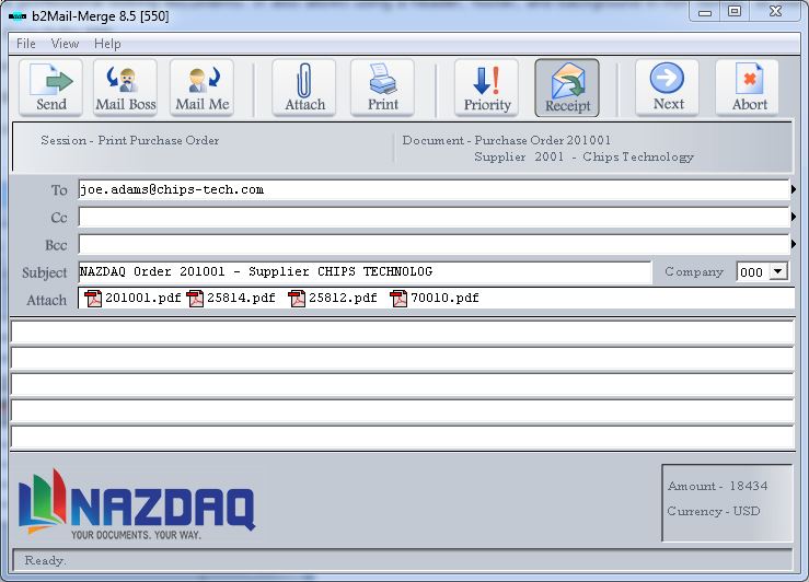 b2Mail-Merge 8.5 User Interface