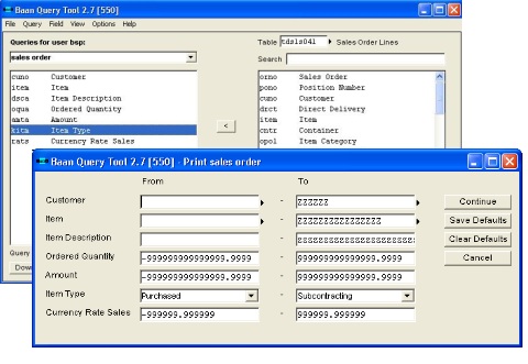 Baan and ERP Ln Database Query Tool - Illustration