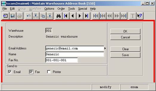 b2Mail-Merge 6.4 - Sending E-mails to Warehouses Interface