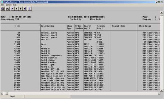 Standard Baan Infor Report