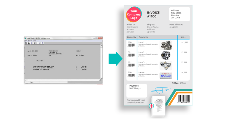 Print pretty customer facing documents from Infor LN or Baan ERP